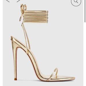 Femme LA Gold Heels with Ankle Wrap - new and never worn! Comes with box